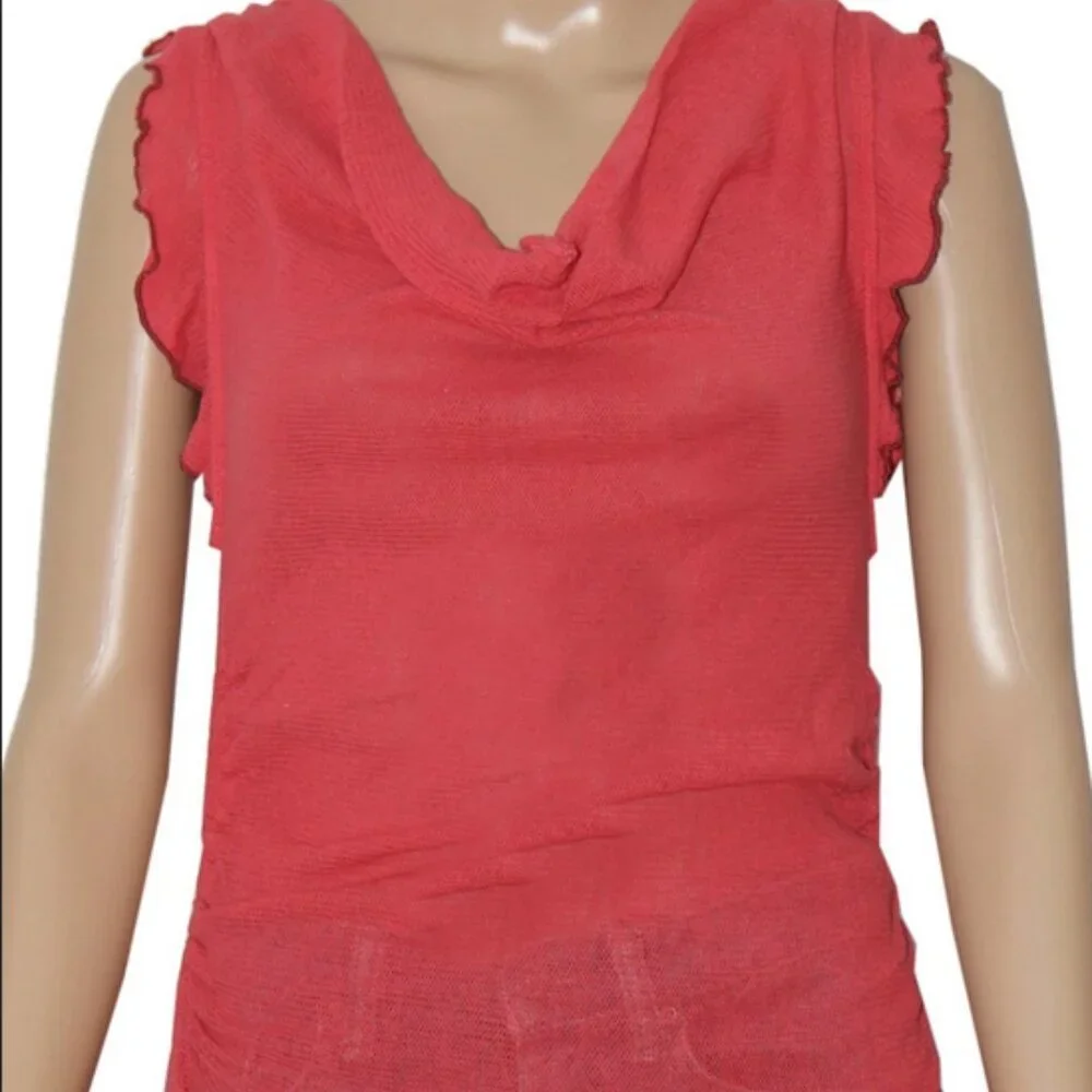 Free People Brynn Mesh Cowl-Neck Tank Sheer Sleeveless Dream Top S